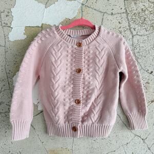 Jamie Kay Cardigan Sweater Blush Pink‎ Cable Knit Girls 4 Years 100% Cotton